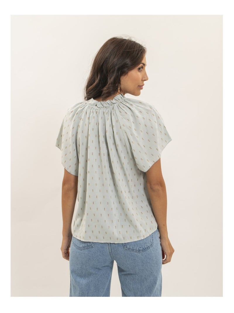 Blusa de manga corta estampada lurex FIKOL Gris claro - Kiabi
