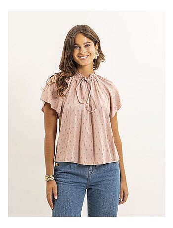 Blusa de manga corta estampada lurex FIKOL
