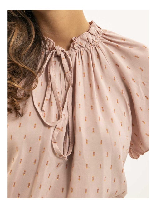 Blusa de manga corta estampada lurex FIKOL - Kiabi Blusa de manga corta estampada lurex FIKOL - Kiabi