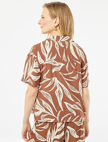 Blusa de manga corta punto de crepé estampada