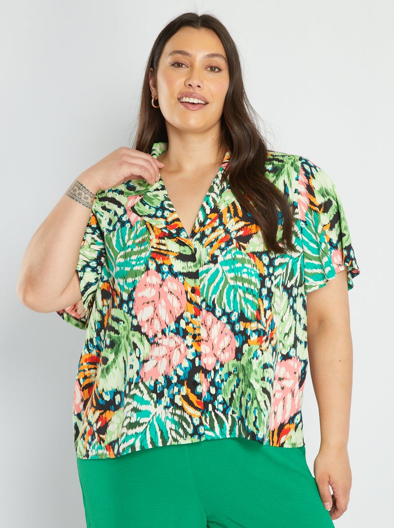 Blusa de manga corta VERDE - Kiabi