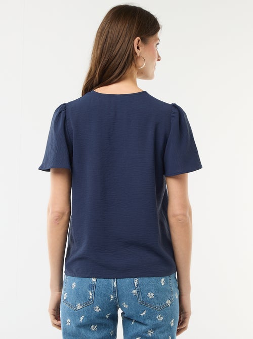 Blusa de manga corta y cuello en pico - Kiabi