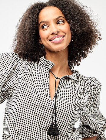 Blusa de manga larga a cuadros