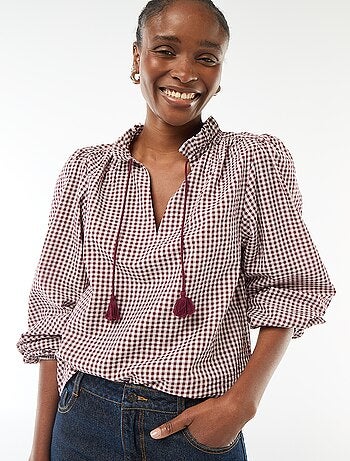 Blusa de manga larga a cuadros