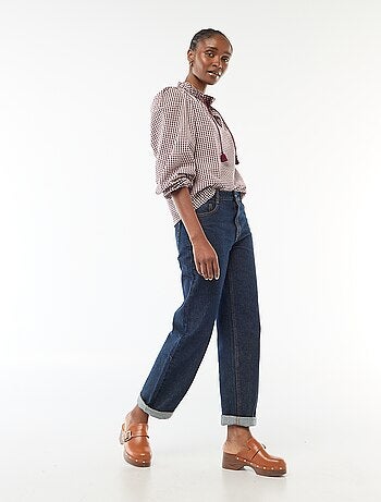 Blusa de manga larga a cuadros