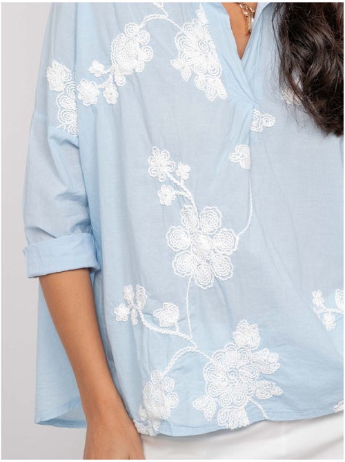 Blusa de manga larga con bordado OPEYA - Kiabi Blusa de manga larga con bordado OPEYA - Kiabi