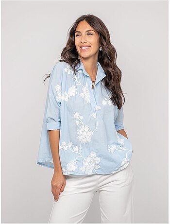 Blusa de manga larga con bordado OPEYA