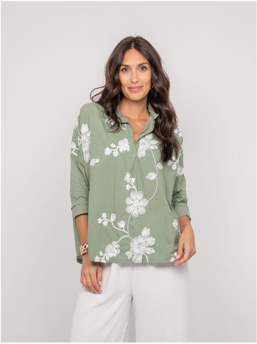 Blusa de manga larga con bordado OPEYA - Kiabi Blusa de manga larga con bordado OPEYA - Kiabi
