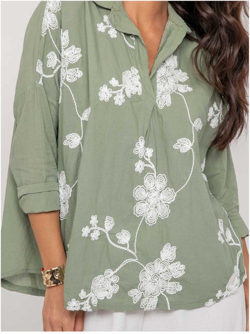 Blusa de manga larga con bordado OPEYA - Kiabi Blusa de manga larga con bordado OPEYA - Kiabi