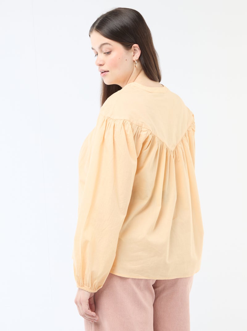 Blusa de manga larga con bordados Beige - Kiabi