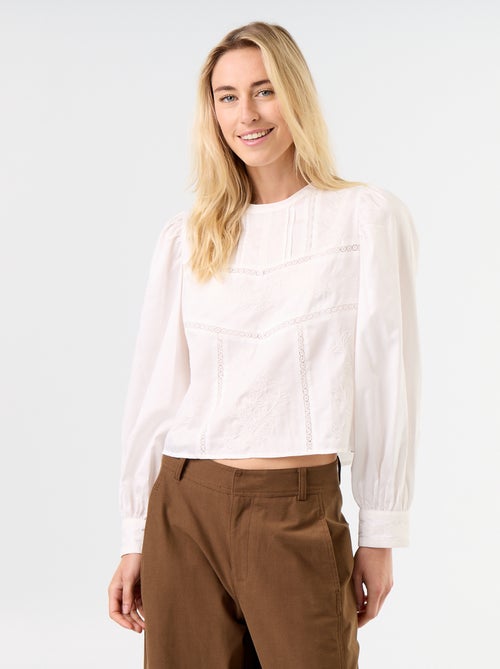 Blusa de manga larga con bordados - Kiabi Blusa de manga larga con bordados - Kiabi