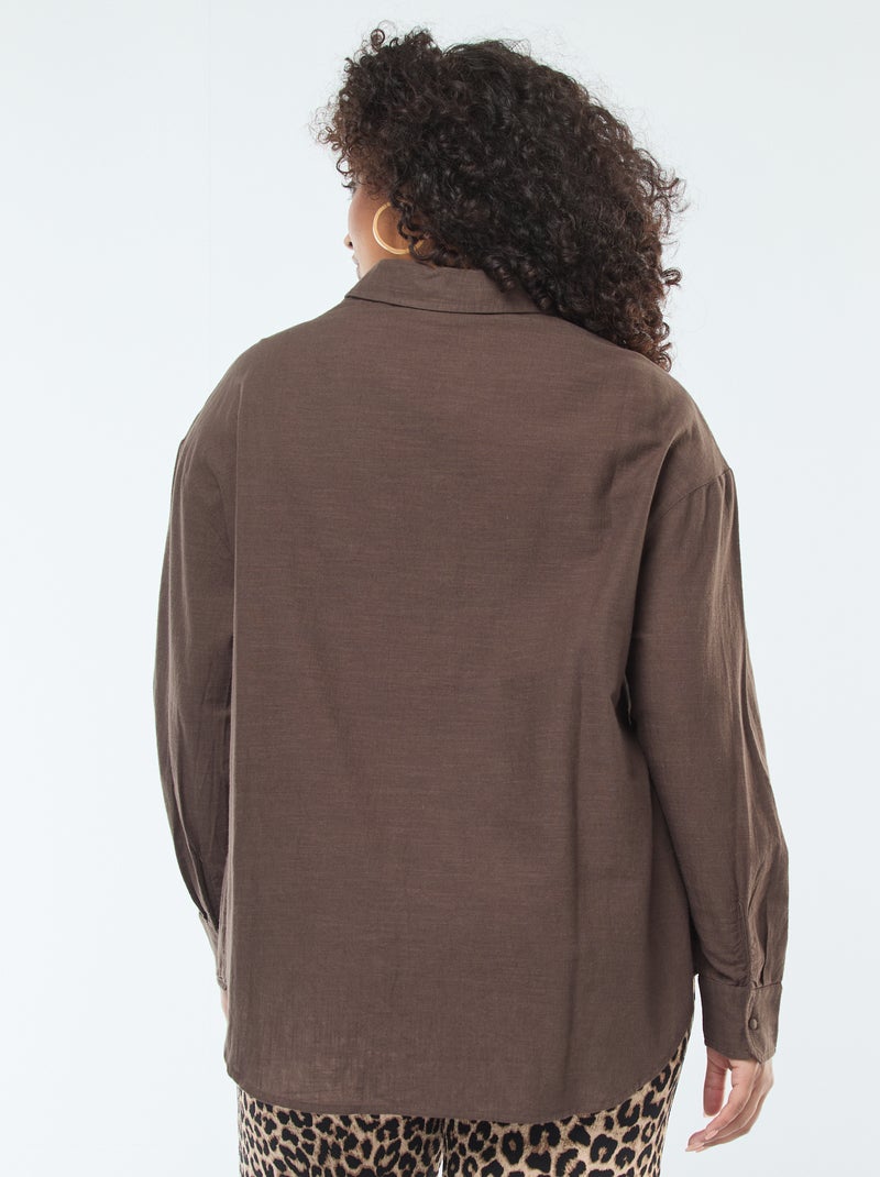 Blusa de manga larga con bordados calados Marron - Kiabi