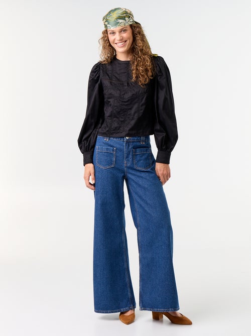Blusa de manga larga con bordados - Kiabi Blusa de manga larga con bordados - Kiabi