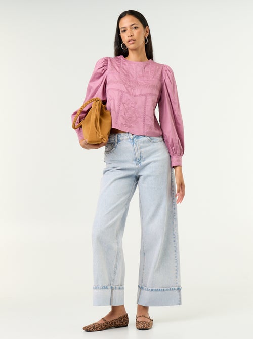Blusa de manga larga con bordados - Kiabi Blusa de manga larga con bordados - Kiabi