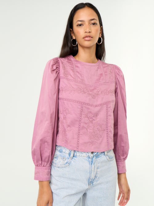 Blusa de manga larga con bordados - Kiabi Blusa de manga larga con bordados - Kiabi
