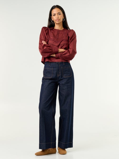 Blusa de manga larga con bordados - Kiabi Blusa de manga larga con bordados - Kiabi