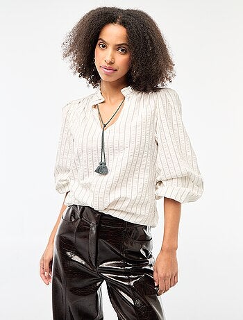 Blusa de manga larga a cuadros