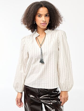 Blusa de manga larga a cuadros