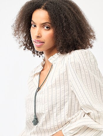 Blusa de manga larga a cuadros