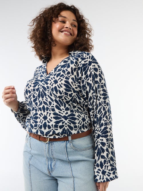 Blusa de manga larga con cuello de pico suelto - Kiabi