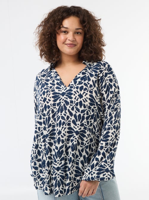 Blusa de manga larga con cuello de pico suelto - Kiabi