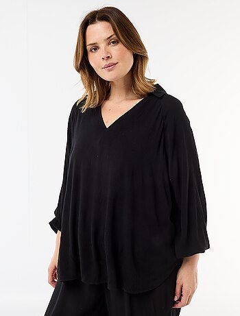 Blusa de manga larga con cuello de pico suelto