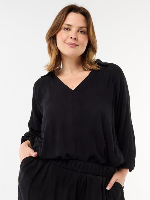 Blusa de manga larga con cuello de pico suelto - Kiabi