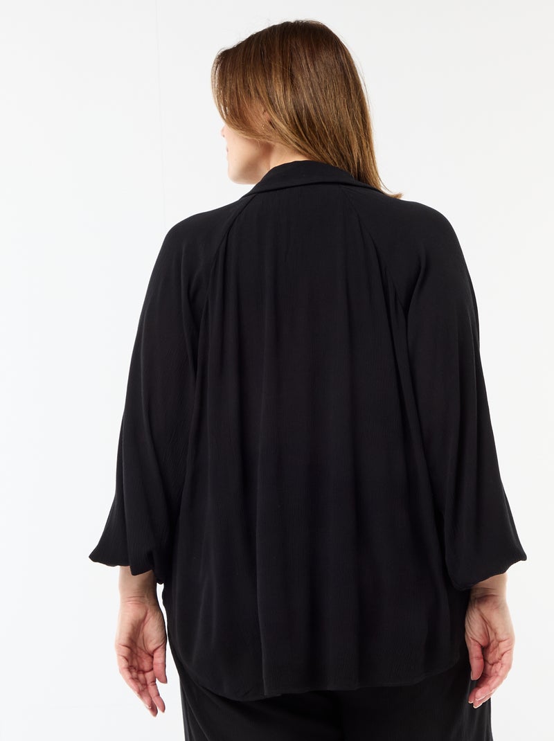 Blusa de manga larga con cuello de pico suelto Negro - Kiabi
