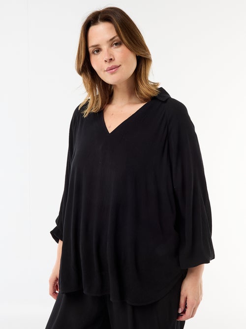 Blusa de manga larga con cuello de pico suelto - Kiabi