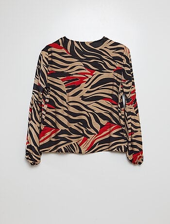 Blusa de manga larga con cuello de pico y estampado de cebra 'JDY'