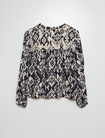 Blusa de manga larga con cuello redondo abotonado estampado fantasía 'JDY'