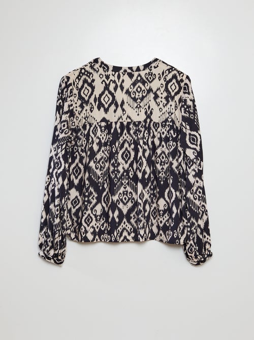 Blusa de manga larga con cuello redondo abotonado estampado fantasía 'JDY' - Kiabi