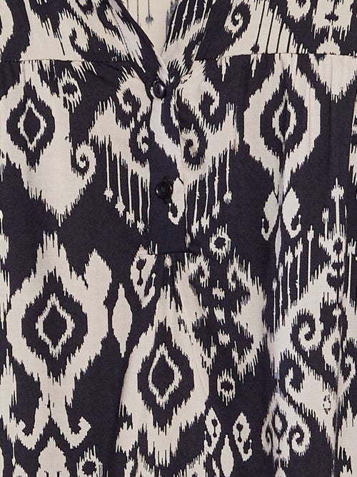 Blusa de manga larga con cuello redondo abotonado estampado fantasía 'JDY' - Kiabi