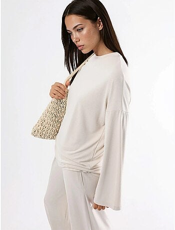 Blusa de manga larga con cuello redondo y ajuste relajado busem