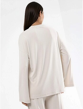 Blusa de manga larga con cuello redondo y ajuste relajado busem