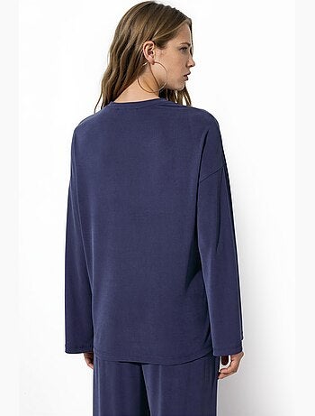 Blusa de manga larga con cuello redondo y ajuste relajado busem