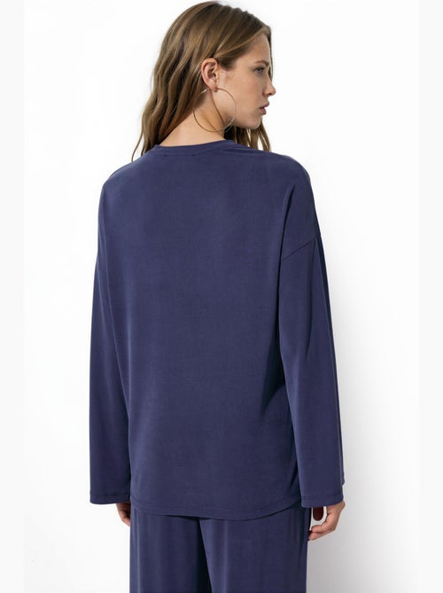 Blusa de manga larga con cuello redondo y ajuste relajado busem - Kiabi Blusa de manga larga con cuello redondo y ajuste relajado busem - Kiabi