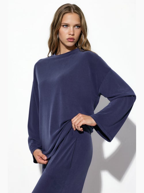 Blusa de manga larga con cuello redondo y ajuste relajado busem - Kiabi Blusa de manga larga con cuello redondo y ajuste relajado busem - Kiabi