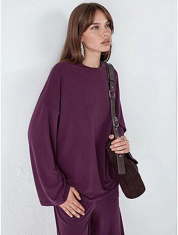 Blusa de manga larga con cuello redondo y ajuste relajado busem