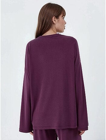Blusa de manga larga con cuello redondo y ajuste relajado busem