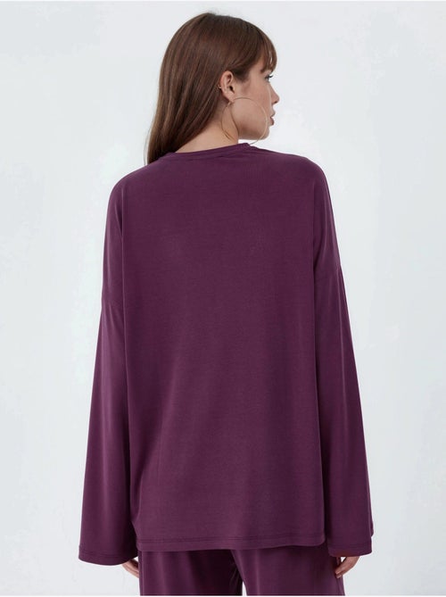 Blusa de manga larga con cuello redondo y ajuste relajado busem - Kiabi Blusa de manga larga con cuello redondo y ajuste relajado busem - Kiabi