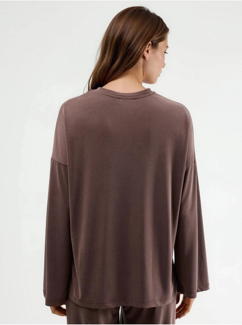 Blusa de manga larga con cuello redondo y ajuste relajado busem - Kiabi Blusa de manga larga con cuello redondo y ajuste relajado busem - Kiabi