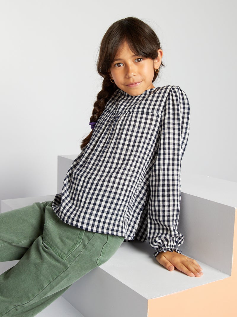 Blusa de manga larga con estampado Azul - Kiabi