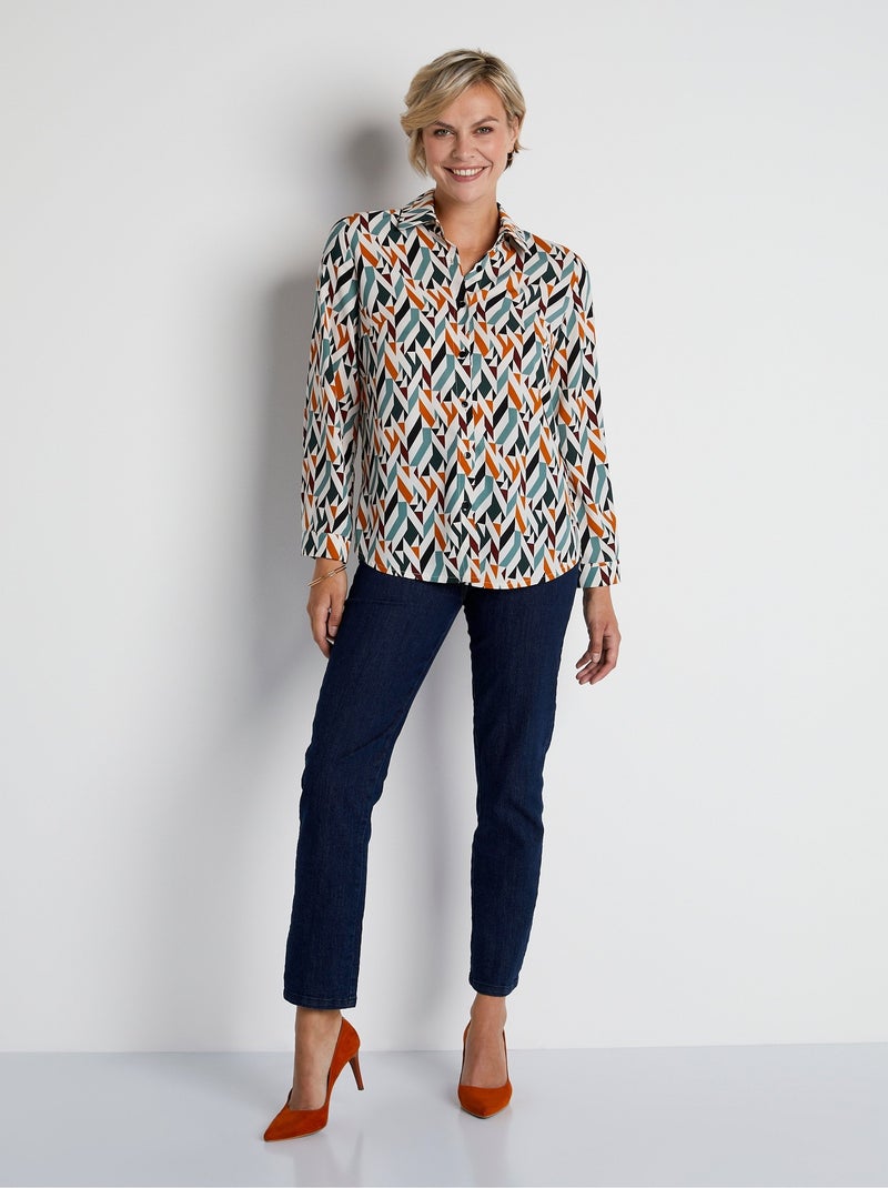Blusa de manga larga con estampado gráfico - afibel Verde - Kiabi