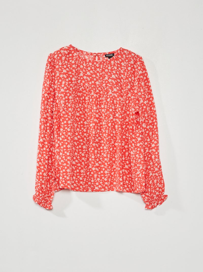 Blusa de manga larga con estampado Rojo - Kiabi