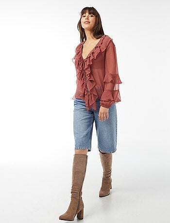 Blusa de manga larga con volantes