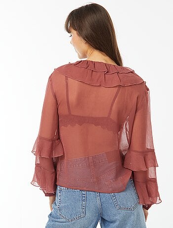 Blusa de manga larga con volantes