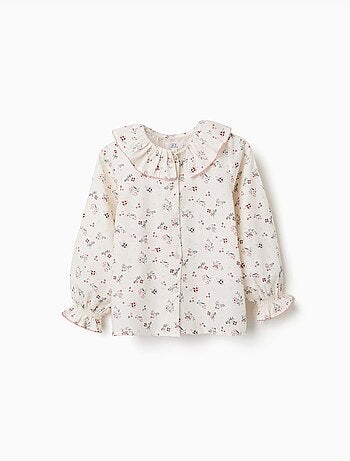 Blusa de manga larga de algodón con estampado floral