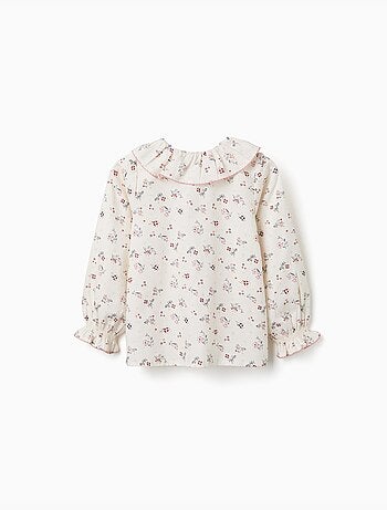 Blusa de manga larga de algodón con estampado floral