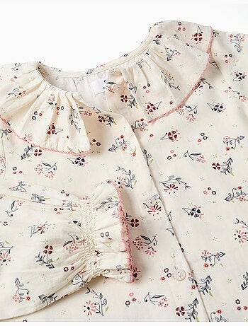 Blusa de manga larga de algodón con estampado floral